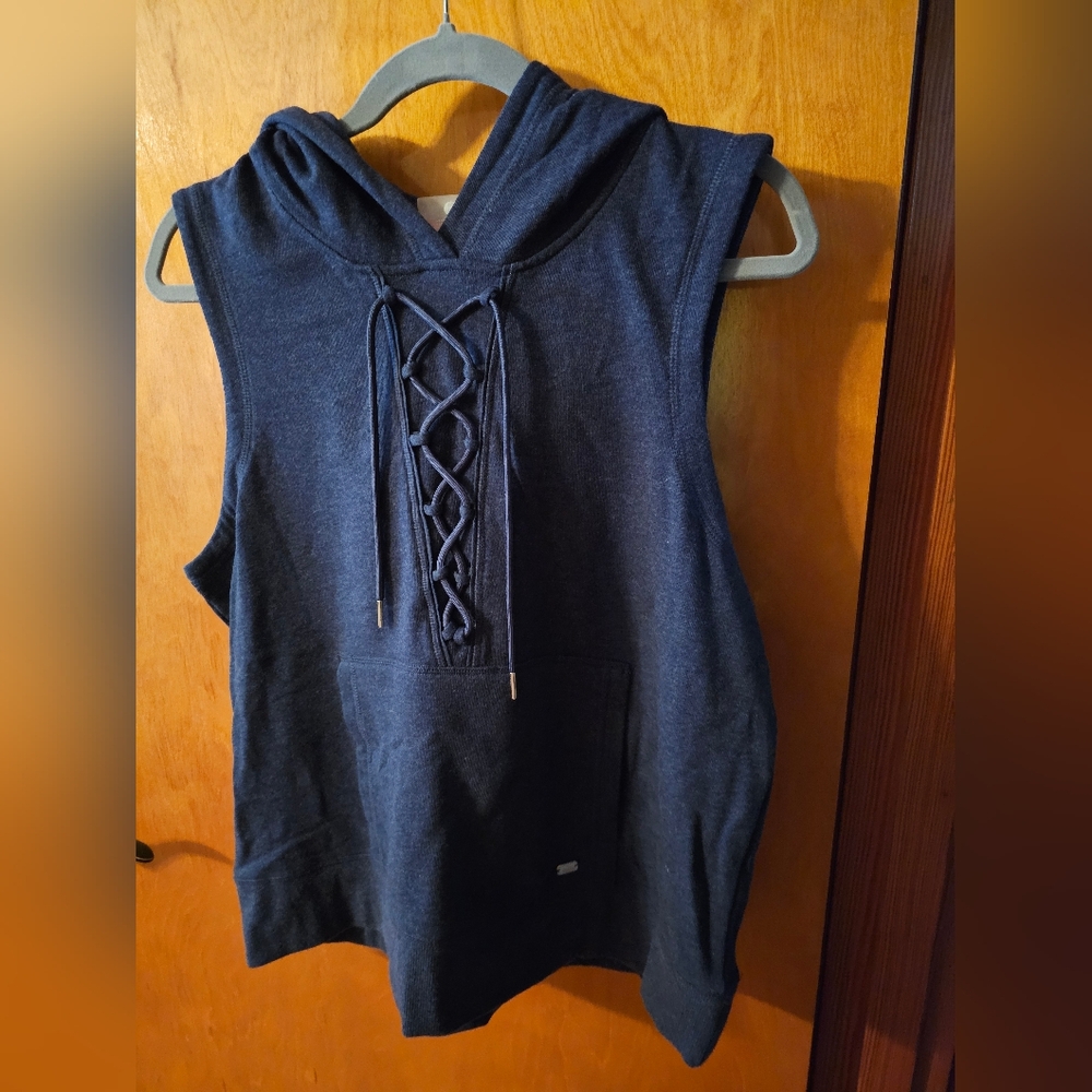 Tommy Hilfiger Womens  Navy Sleeveless Lace-Up Tee